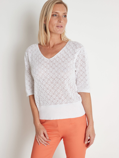 Pull point fantaisie - Daxon - Blanc