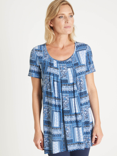 Tunique en maille avec plis d'aisance - Daxon - Imprimé patchwork
