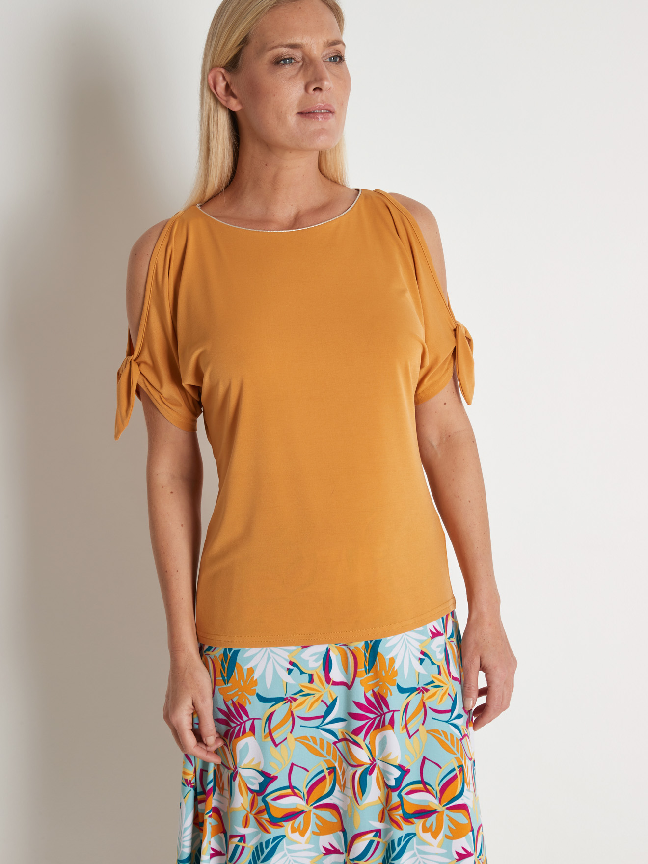 Tee-shirt manches T ouvertes - Daxon - Jaune