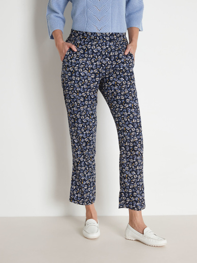 Pantalon fluide élastiqué - Daxon - Imprimé bleu