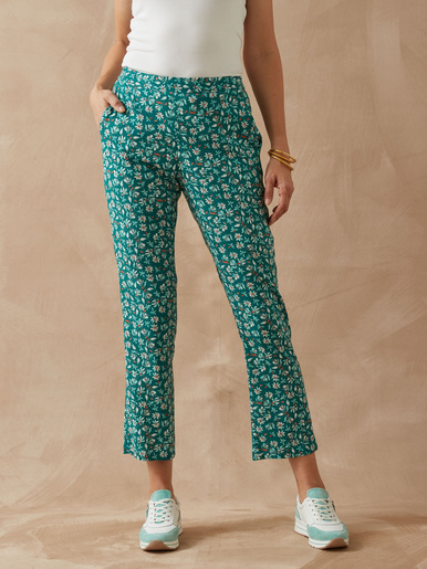 Pantalon fluide élastiqué - Daxon - Imprimé vert
