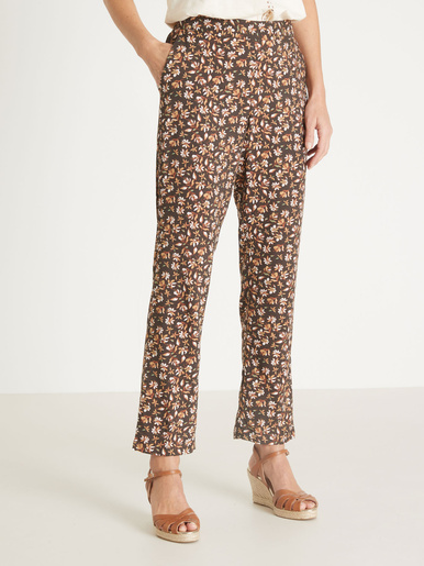 Pantalon fluide élastiqué - Daxon - Imprimé chocolat
