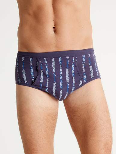 Lot de 4 slips hauts ouverts pur coton - Daxon - Imprimé bleu