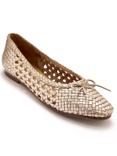 Ballerines en cuir tressées - Pédiconfort - Doré