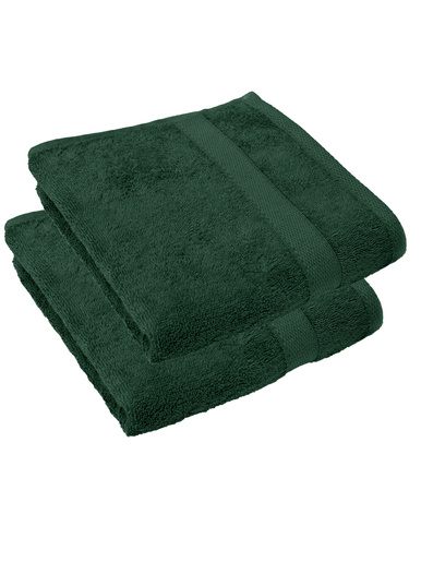 Lot de 2 serviettes de toilette 450g/m2 - Daxon - Vert sapin