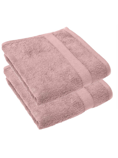 Lot de 2 serviettes de toilette 450g/m2 - Carré d'azur - Rose