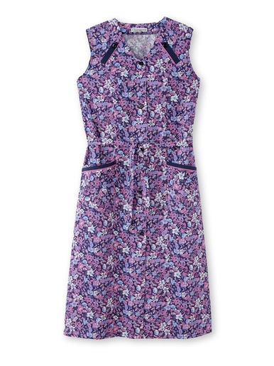 Tablier boutonné 50% coton - Daxon - Imprime fleuri