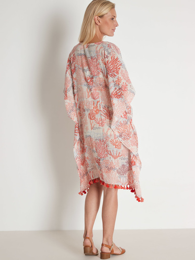 Tunique ample en voile à pompons - Daxon - Corail