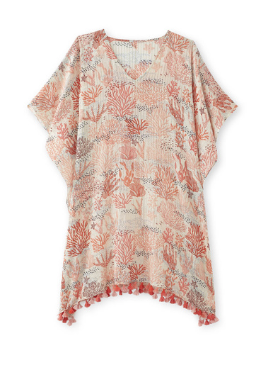 Tunique ample en voile à pompons - Daxon - Corail