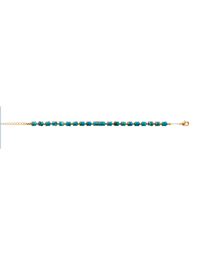 Bracelet jaspe bleu traité - Balsamik - Plaqué or