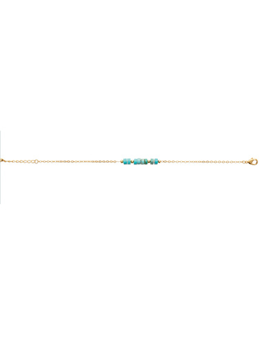 Bracelet jaspe bleu - Daxon - Plaqué or