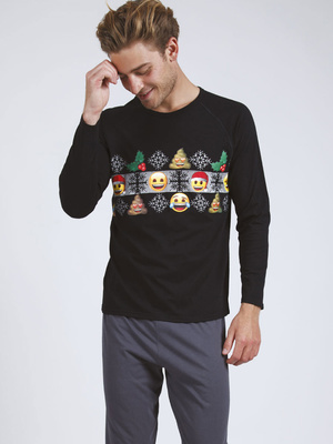 Pyjama long col rond homme Emoji