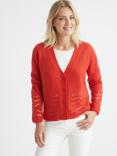 Gilet long encolure V - Daxon - Rouge