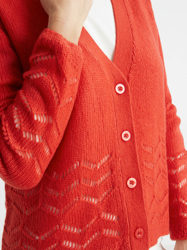 Gilet long encolure V - Daxon - Rouge