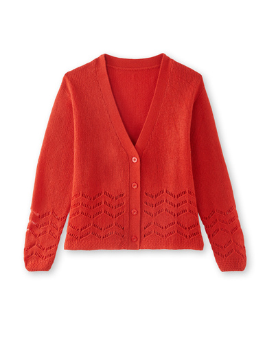 Gilet long encolure V - Daxon - Rouge