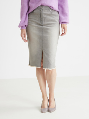 Jupe droite en denim extensible