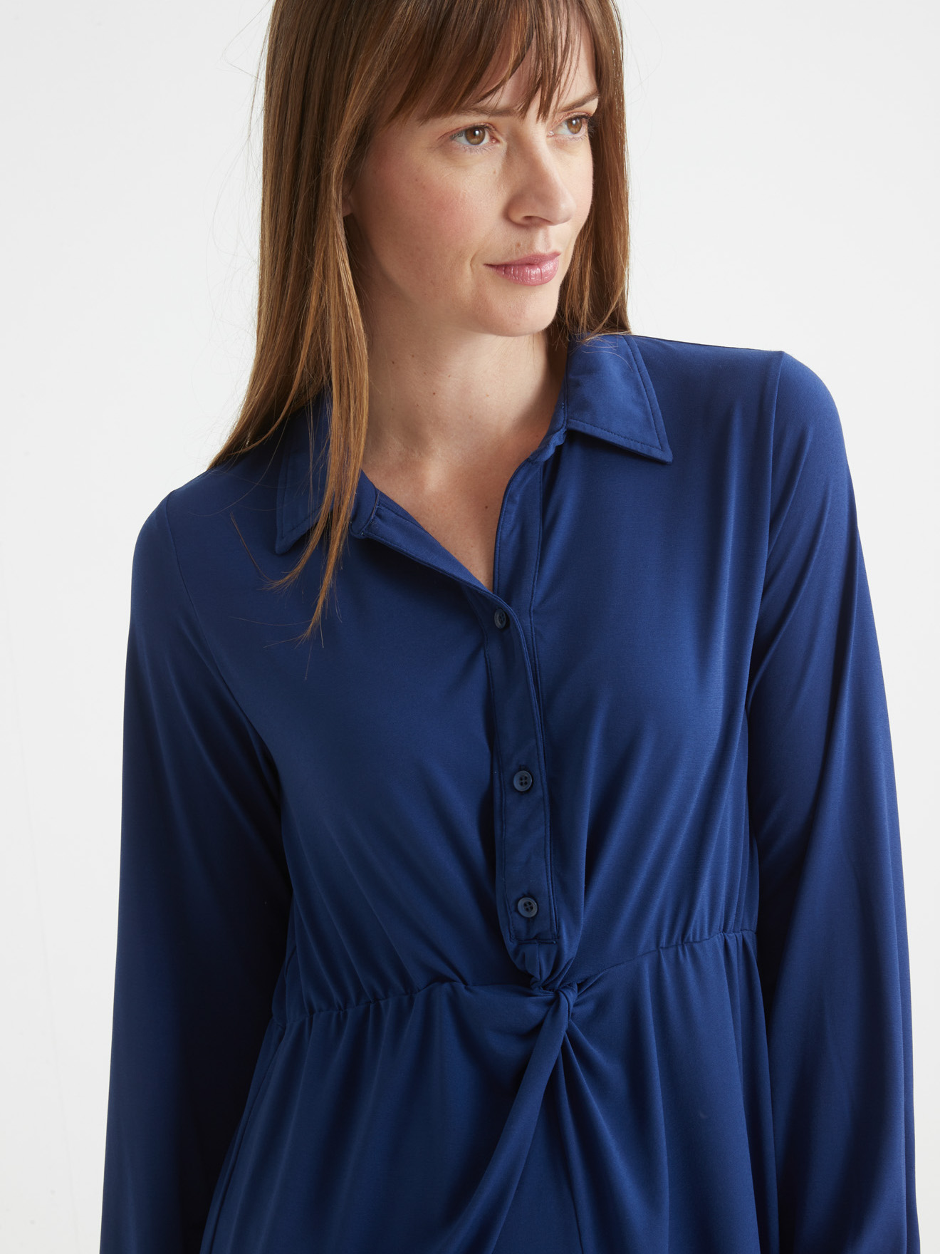 Robe chemisier en maille - Daxon - Marine