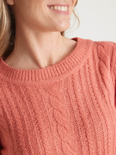 Pull  torsadé forme loose - Daxon - Rose