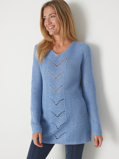 Pull-tunique côtes perlées - Daxon - Bleu ciel