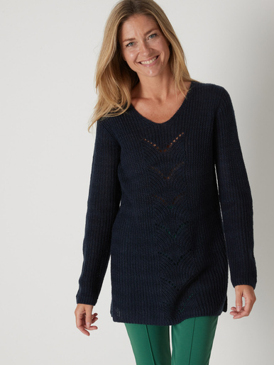 Pull-tunique côtes perlées - Daxon - Bleu marine