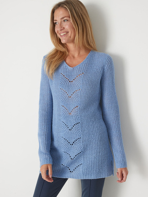 Pull-tunique côtes perlées