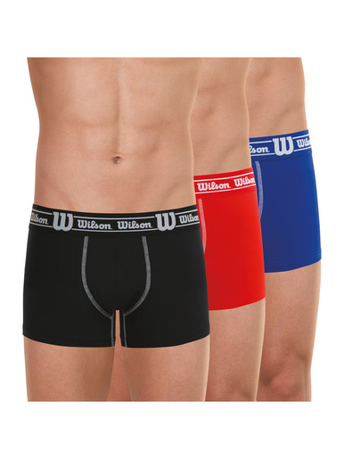 Lot de 3 boxers en microfibre - Wilson - Bleu-rouge-noir