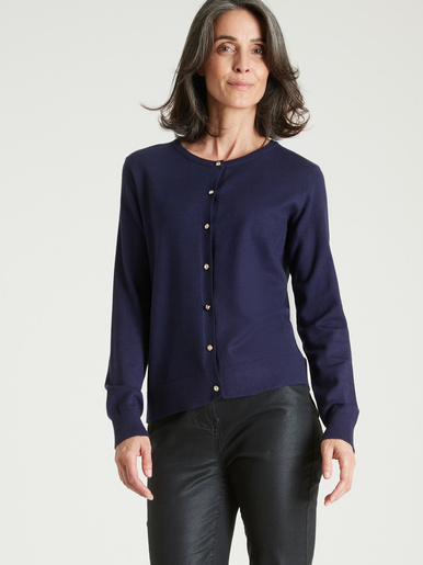 Cardigan élégant boutons-bijoux - Daxon - Marine