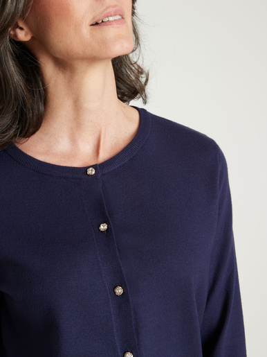Cardigan élégant boutons-bijoux