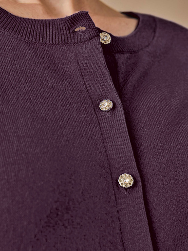Cardigan élégant boutons-bijoux