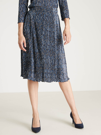 Jupe élastiquée plissé permanent - Daxon - Imprimé bleu