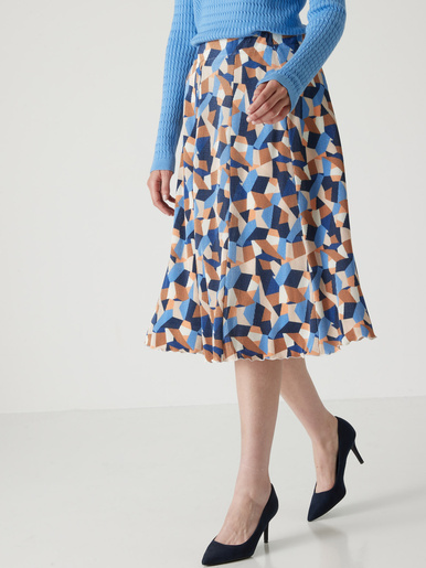 Jupe élastiquée plissé permanent - Daxon - Imprimé graphique