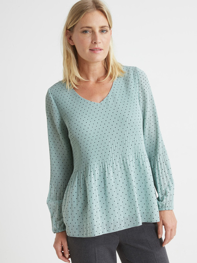 Blouse en voile au plissé permanent - Daxon - Bleu grisé