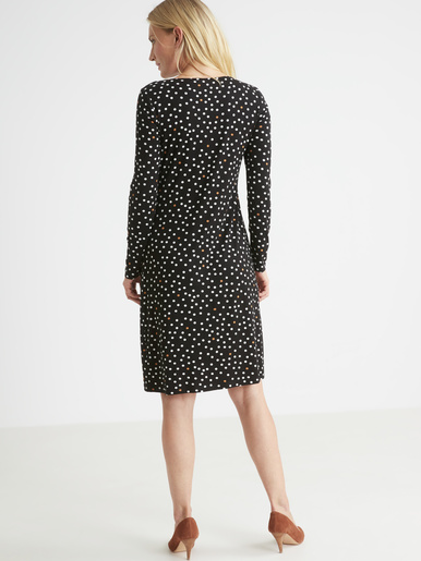 Robe maille fluide drapé fantaisie - Daxon - Noir à pois