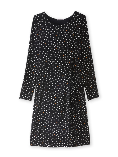 Robe maille fluide drapé fantaisie - Daxon - Noir à pois