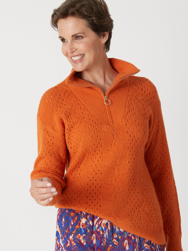 Pull col montant zippé - Daxon - Citrouille