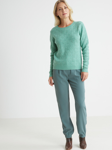 Pull maille fantaisie encolure ronde