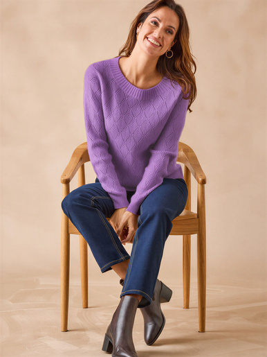 Pull maille fantaisie encolure ronde
