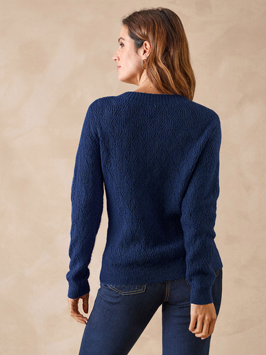 Pull maille fantaisie encolure ronde