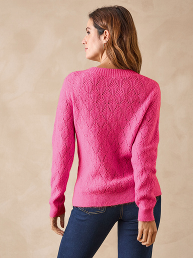 Pull maille fantaisie encolure ronde