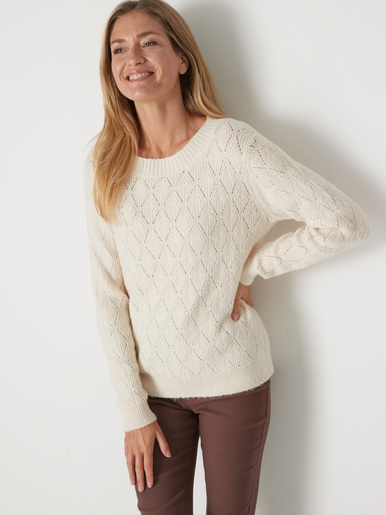 Pull maille fantaisie encolure ronde