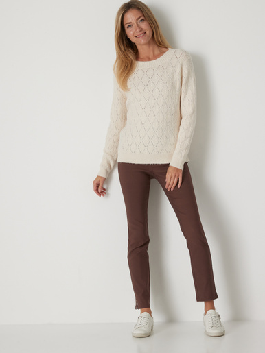 Pull maille fantaisie encolure ronde