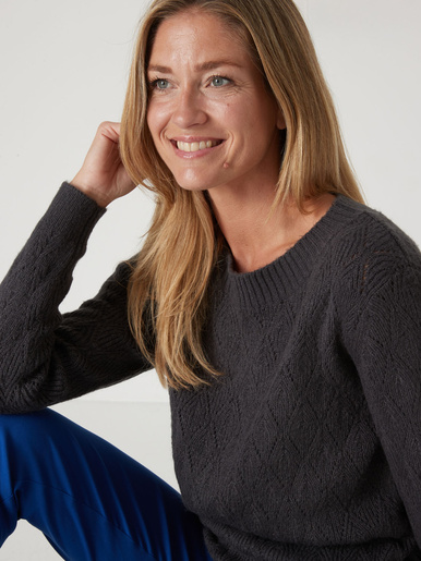 Pull maille fantaisie encolure ronde