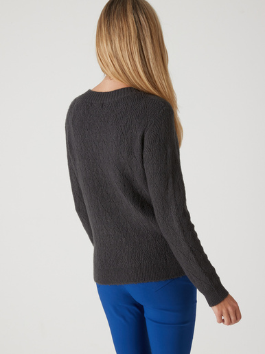 Pull maille fantaisie encolure ronde