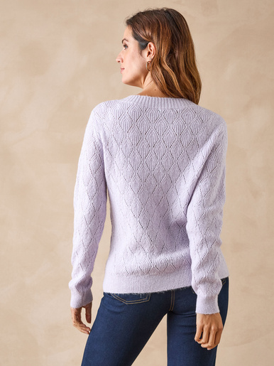 Pull maille fantaisie encolure ronde