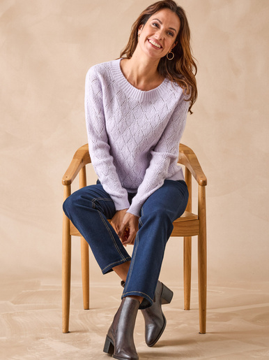Pull maille fantaisie encolure ronde