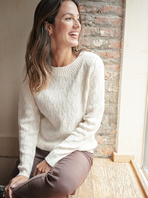 Pull maille fantaisie encolure ronde