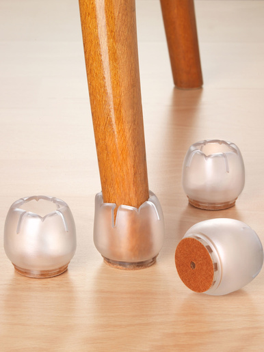 Lot de 4 tampons avec patin protège-sol -  - Transparent