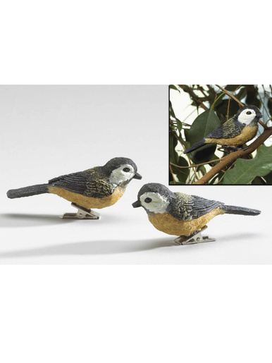 2 oiseaux décoratifs à pince - Casâme - Bleu/marron