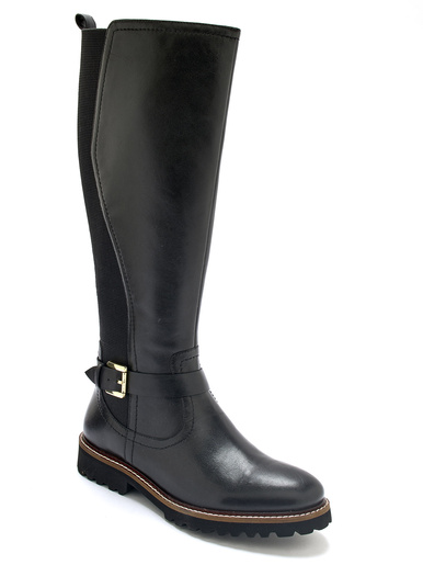 Bottes tout cuir zip et élastiques - Pédiconfort - Noir