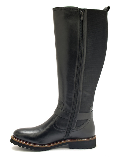 Bottes tout cuir zip et élastiques